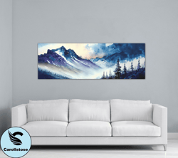 mountain side landscape - watercolor stretched canvas