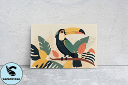 toucan boho minimalist, bird art deco, mid century modern, canvas art large print,painting, landscape, botanical tropica