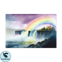 watercolor rainbow waterfall canvas art ready to hang large print