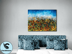 autumn symphony impressionist landscape canvas,impressionist, landscape, canvas art, autumn colors, textured painting, f