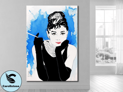 elegance in blue,elegance, sophistication, contemporary, canvas art, blue, black, pearls, modern decor, wall art, home d