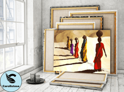 tribal african woman art print on canvas, african lifestyle, life in africa, african woman wall art, african nature, fra