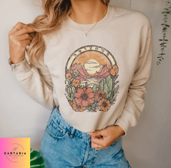 retro arizona vintage landscape sweatshirt  boho western desert midwest shirt  trendy 2023 rodeo cowgirl streetwear swea