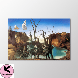 swans reflecting elephants by salvador dali canvas wall art