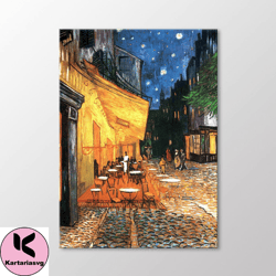 terrace of a cafe at night by vincent van gogh canvas wall art, cafe terrace at night 1888 art print, van gogh paintings