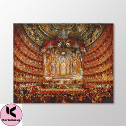 the argentine theatre in rome by giovanni paolo panini canvas wall art, panini paintings, vintage renaissance art print