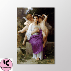 the awakening of the heart by william bouguereau canvas wall art, leveil du coeur painting