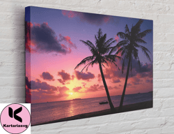 aesthetic sunset beach canvas, canvas wall art canvas design, home decor ready to hang