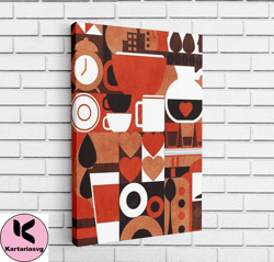 coffee time canvas, wall art canvas design, home decor ready to hang