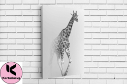 giraffe print in black and white, giraffe print on canvas, canvas wall art canvas design, home decor ready to hang