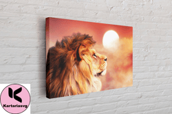 lion sunset canvas, lion canvas, print canvas wall art canvas design, home decor ready to hang