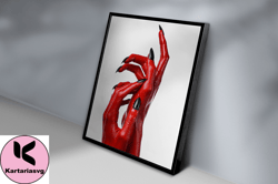 long red hands with black nail polish canvas, wall art canvas design, home decor ready to hang