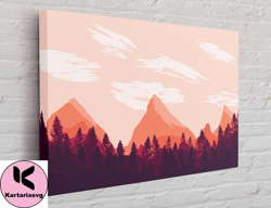 minimalist mountain canvas, wall art canvas design, home decor ready to hang