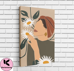minimalist woman canvas, wall art canvas design, home decor ready to hang