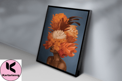 orange floral woman canvas, wall art canvas design, home decor ready to hang