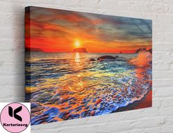 santorini sunset beach canvas, canvas wall art canvas design, home decor ready to hang