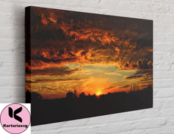 silhouette sunset cloud canvas,canvas wall art canvas design, home decor ready to hang