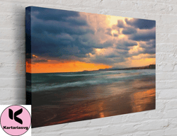 stormy sunset beach canvas, canvas wall art canvas design, home decor ready to hang