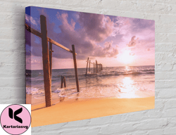 sunset sea beach canvas, canvas wall art canvas design, home decor ready to hang