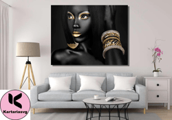 african beautiful woman canvas wall art, african american art, african girl poster, modern canvas, gift for her, ready t