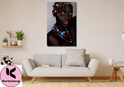 african beautiful woman canvas wall art, african girl poster, african american art, gift for her, modern canvas, ready t