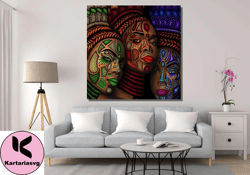 african beautiful woman canvas wall art, african girl poster, african american print art,  modern canvas, gift for her,