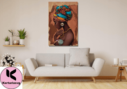 african girl poster, african american art, african beautiful woman canvas wall art, modern canvas, gift for her, ready t