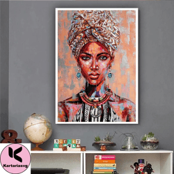 african woman with earrings canvas wall art , african woman with earrings canvas painting, african woman prints, modern