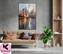 original painting larce city abstract art cityscape painting large canvas art  new york painting abstract painting on ab