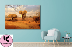 elephants family canvas wall art,   of elephants, animal africa, farmhouse decor, ready to hang office home decor, canva