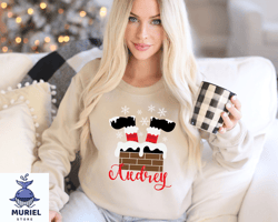 personalized name christmas chimney sweatshirt , custom christmas chimney sweat, personalized christmas gift, customizab