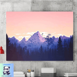 abstract mountain landscape canvas wall art painting, canvas wall decoration, abstract landscape wall art, wall art, hom