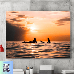 art sunset surf canvas wall art painting, canvas wall decoration, sunset canvas wall printing, canvas wall art, home dec