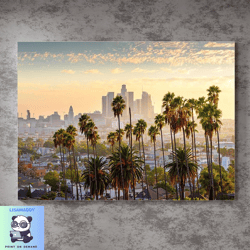 downtown los angeles canvas wall art painting,los angeles city skyline canvas art,urban wall art,canvas wall decoration,