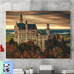 neuschwanstein canvas wall art painting, winter photography poster, snow wall art, canvas wall art, living room wall art