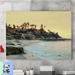 san diego ocean sunset beach canvas wall art painting, canvas wall decoration, sunset beach canvas poster, living room w