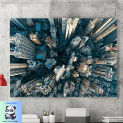 skyscraper wall art, skyscraper night shanghai city canvas wall art painting, canvas wall decor, city poster, wall decor