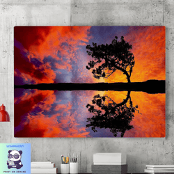 sunset tree wall art,sunset landscape art,nature sunset art canvas print,sunset home decor,tree sunset art,sunset nature