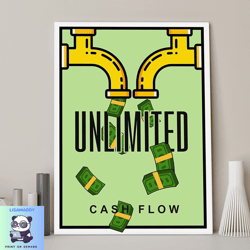 unlimited cash flow motivational art,money quotes wall print,financial inspiration decor,wealth artwork,money mindset de