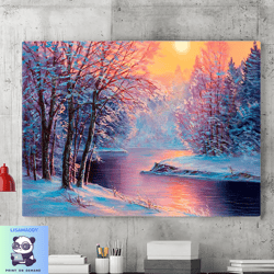 winter wonderland canvas wall art,wonderful winter landscape,snowy canvas art,landscape wall decor,winter art print