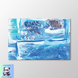 blue abstract brush strokes canvas wall art