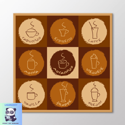 coffee types canvas wall art