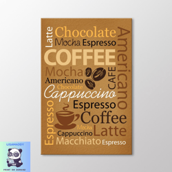 coffee types canvas wall art, coffee print, coffee wall art, coffee recipe print, coffee shop decor, kitchen wall art, c