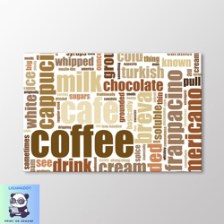 coffee types canvas wall art, coffee typography  print, coffee wall art, coffee recipe print, coffee shop wall decor, co