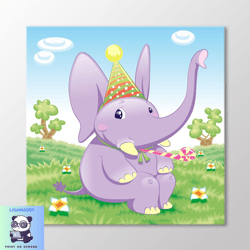 cute baby elephant canvas wall art, nursery wall decoration