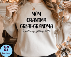 mom grandma greatgrandma sweatshirt, pregnancy announcement sweat, gift for greatgrandma, baby reveal to family, mothers