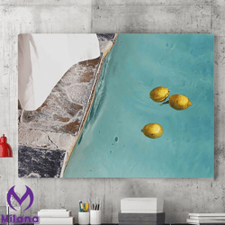 lemons wall art painting in palm springs pool, lemons canvas decor, trendy wall art, modern canvas play, wall decor, hom