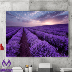 lavender field canvas wall art painting, beautiful lavender canvas poster, nature landscape wall art, large wall art, ho