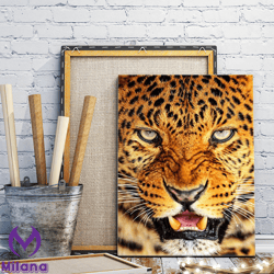 leopard canvas wall art painting, animal wall art, animal painting on canvas, modernist painting, home decoration