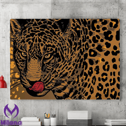 leopard wall art, african animal predator art canvas print, wildlife canvas painting, animal wall decor, large wall art,